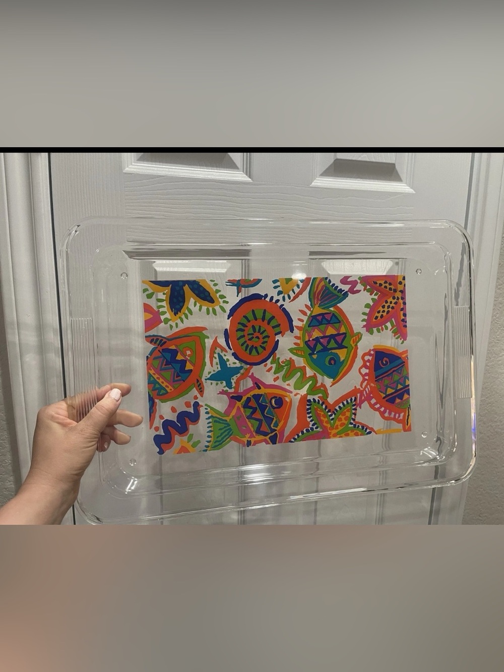 Vintage 90s Vibrant Tropical Fish Acrylic Tray